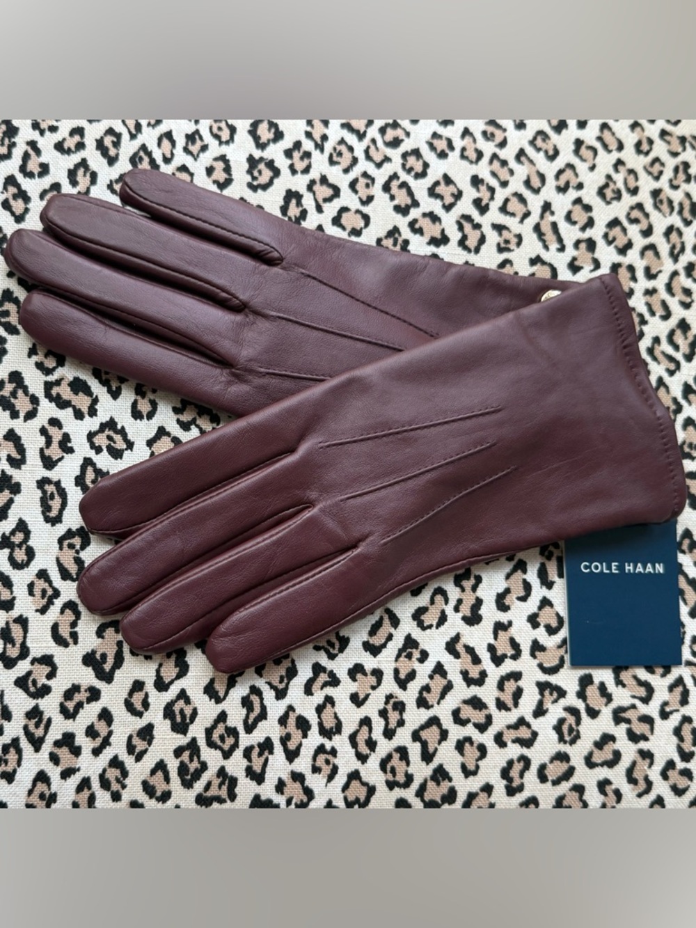 Cole Haan Women's Leather Gloves in Burgundy
